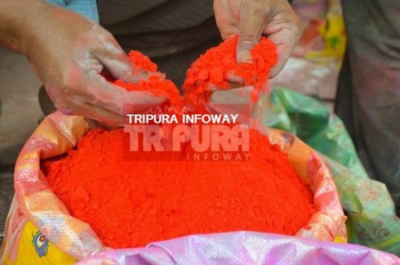 Saffron colours vanished from Tripura Holi-market : Red under shortage